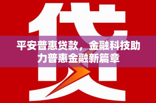 康平平安普惠贷款，金融科技助力普惠金融新篇章
