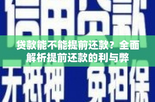 逊克贷款能不能提前还款？全面解析提前还款的利与弊