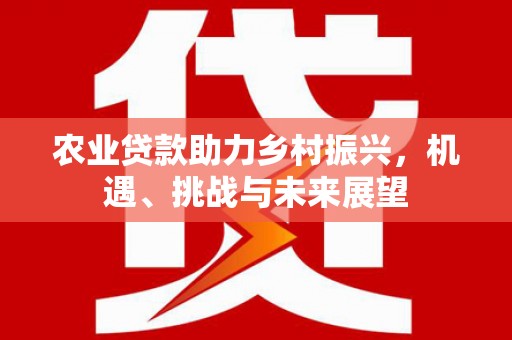 安康农业贷款助力乡村振兴，机遇、挑战与未来展望
