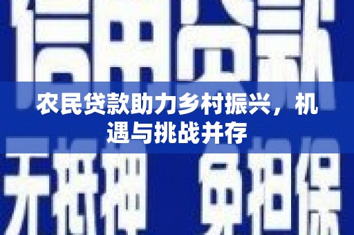 秦安农民贷款助力乡村振兴，机遇与挑战并存