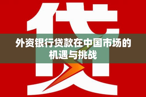 富宁外资银行贷款在中国市场的机遇与挑战