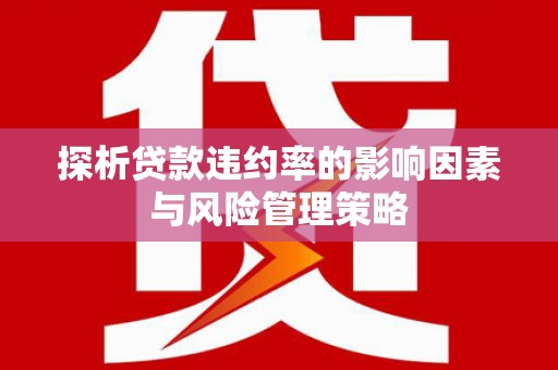 丹徒探析贷款违约率的影响因素与风险管理策略