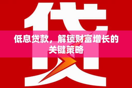宁夏低息贷款，解锁财富增长的关键策略
