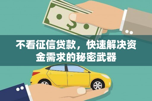 瀍河不看征信贷款，快速解决资金需求的秘密武器