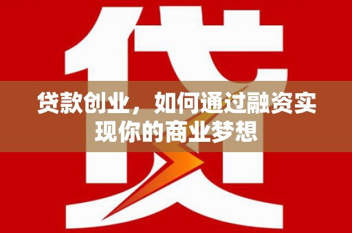 大武贷款创业，如何通过融资实现你的商业梦想