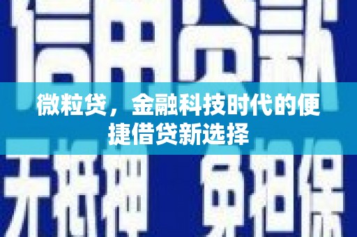 商洛微粒贷，金融科技时代的便捷借贷新选择