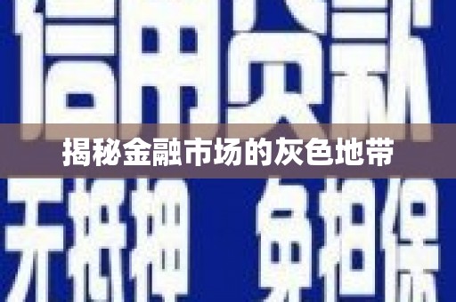 关西揭秘金融市场的灰色地带